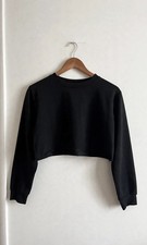Black Cropped Crewneck Long Sleeve Sweatshirt Size M