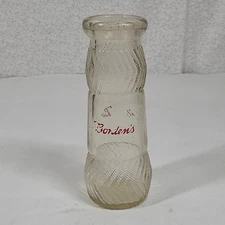 Vintage Borden's Tall Half Pint Red Milk Juice Bottle Uncommon HTF