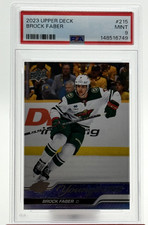 2023-24 Upper Deck Series 1 Young Guns Brock Faber #215 Minnesota Wild RC PSA 9