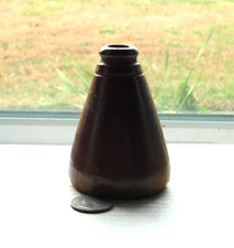 STUNNING BROWN POTTERY CONE INK BOTTLE