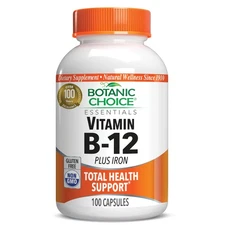 Botanic Choice Vitamin B-12 Plus Iron Dietary Supplement, 100 Capsules