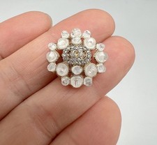 6PC Gold White Rhinestone Faux Pearl Metal Button Shank Buttons 18mm 11/16"