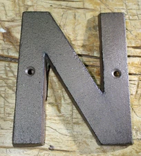 Cast Iron Industrial LETTER N Sign Rustic Brown 5" tall Alphabet 