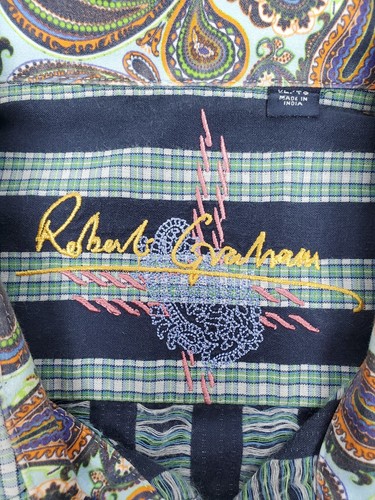 Robert Graham Paisley Stripe Long Sleeve *Knowledge Wisdom Truth* Shirt Men's XL - Picture 4 of 18