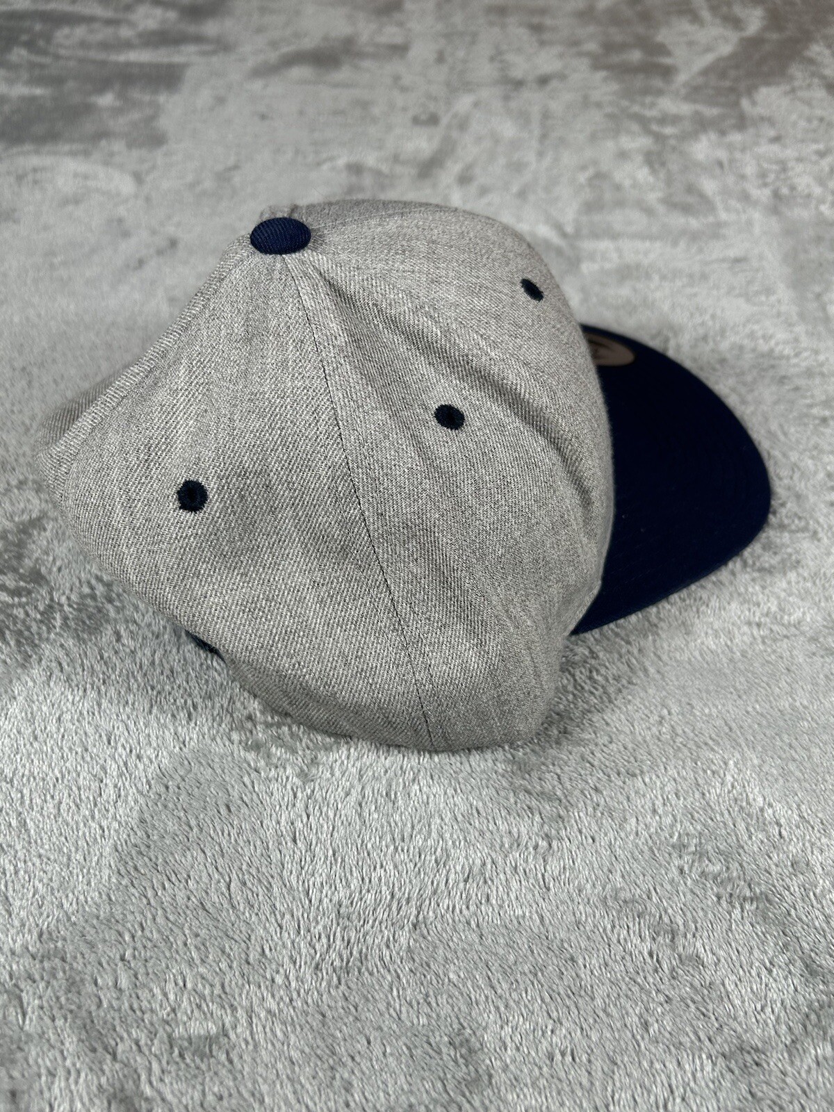 Mens Snapback Hat Gray Blue Flatbrim Lids - image 8