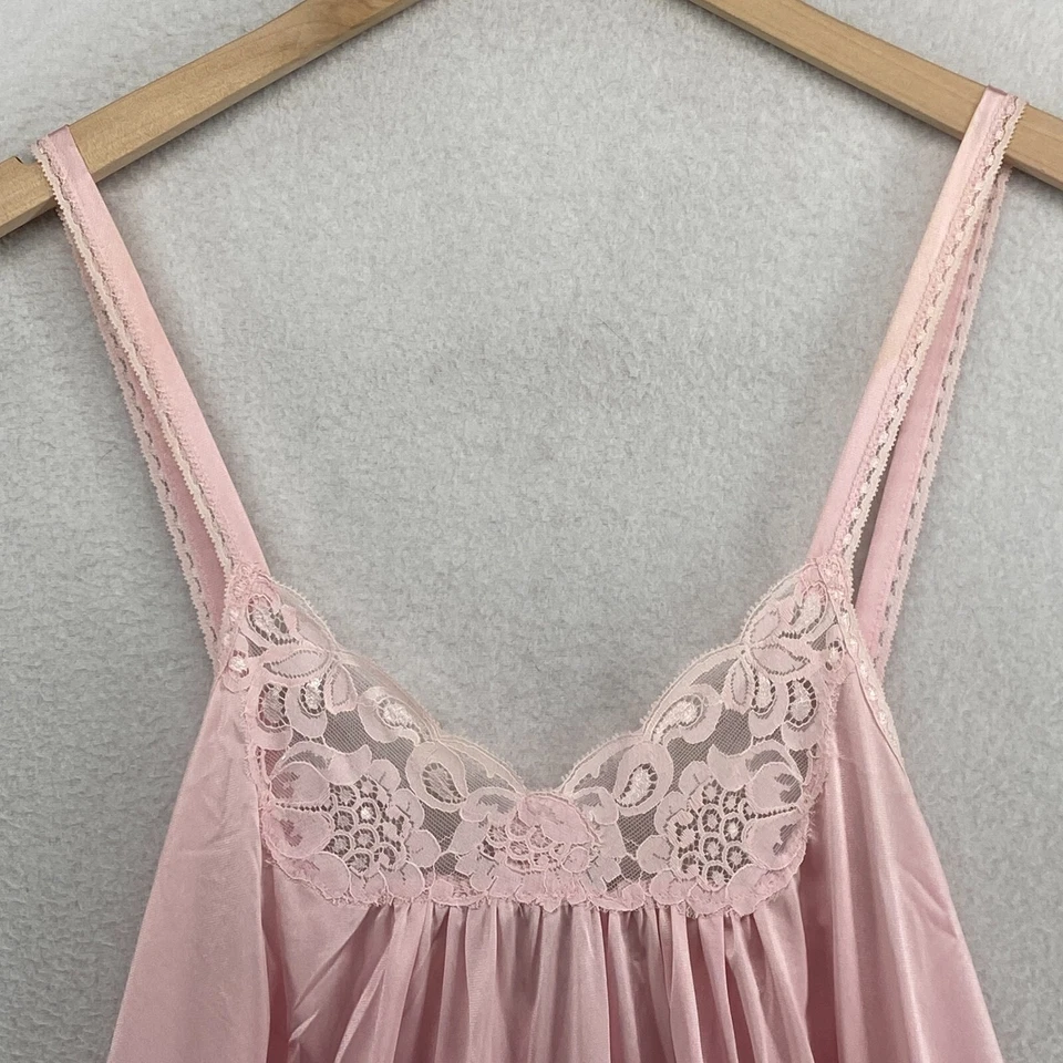 De Colección MISS ELAINE Camisón M Vestido sin Mangas Cami Encaje Borde Correa de Espagueti Rosa EE. UU. Foto 4 de 4