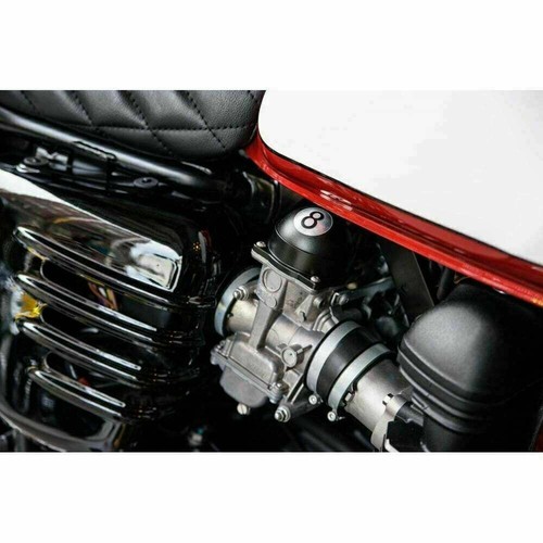 Motone EFI Carb Tops Contrast Cut 8 Ball Black TRIUMPH BONNEVILLE T100 THRUXTON - Picture 2 of 5