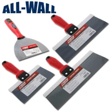 4-Piece Wal-Board Blue Steel Drywall Taping Knife Set 6"- 8"-10"-12" Soft Grip
