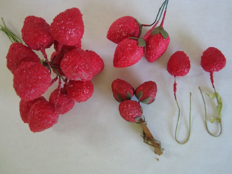 Mixed Lot of Frosted Look Strawberry Berry Fruit Holiday Picks Christmas Craft