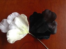 Vintage Millinery Flower Velvet Chiffon Choose White or Black for Hat  Hair iY5