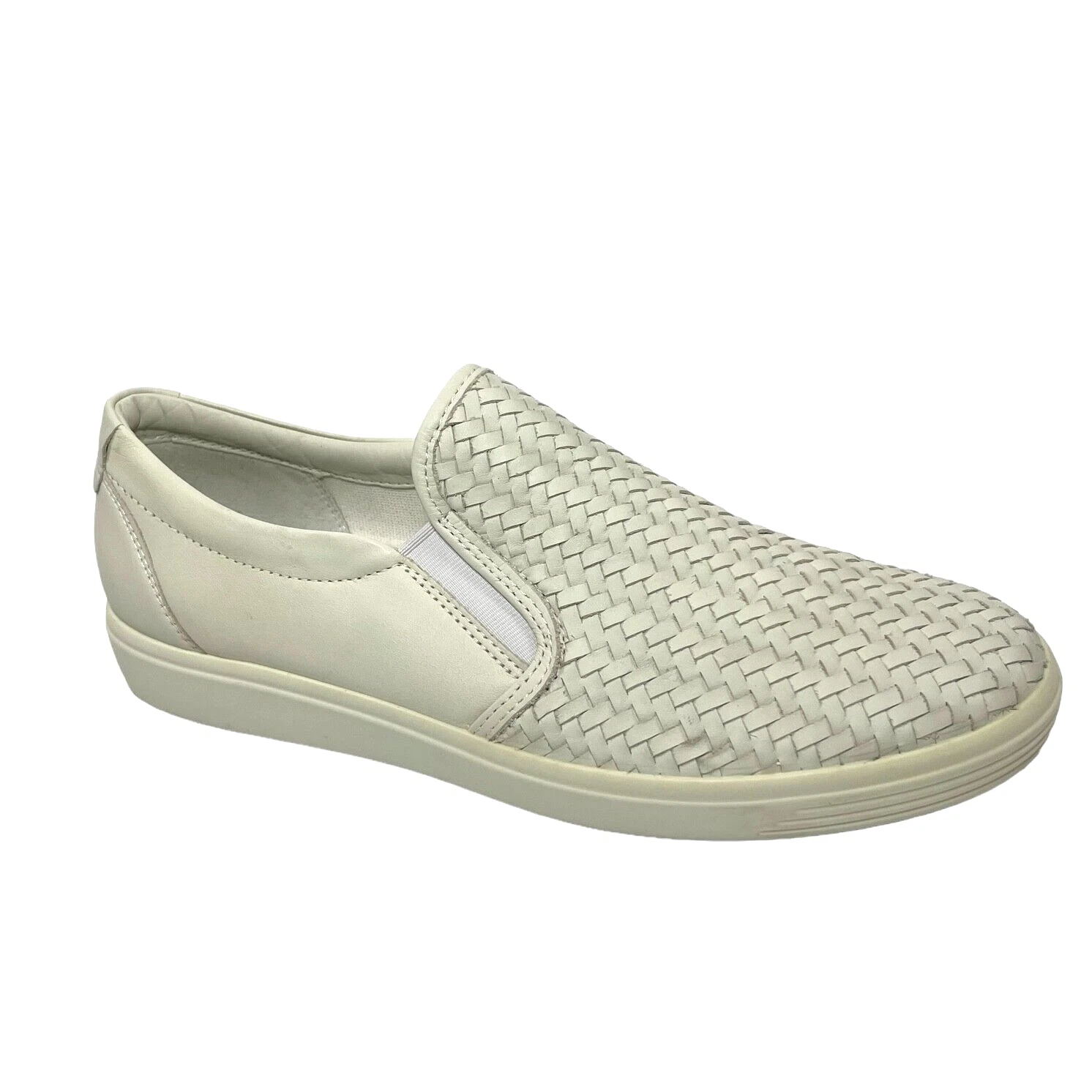 Mocassini slip on ECCO in morbida pelle bianca intrecciata donna 41 10 larghi