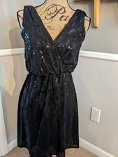 Express Sequin Black Double V neck Lined Party Cocktail Dress Size XS