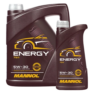 MANNOL Energy 5W-30 Huile Moteur HC-Synthèse ACEA A3/B4 API SN/CH-4 6 L - Photo 1/4