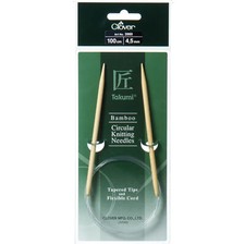 Clover Knitting Pins: Circular: Fixed: Takumi Bamboo: 100cm x 4.50mm 3
