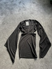 Pretty little thing Size 6 Black Dress - Drape Sleeves - Cut Out Waist - New 