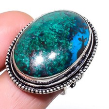 Natural Azurite Gemstone 925 Sterling Silver Ring Size 6.5 D183