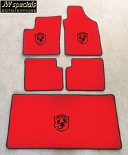 Autoteppich Kofferraummatte Set für Fiat 500C Cabrio Abarth rot schwarz Velours