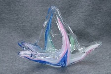 Murano Freeform Handmade Blown Art Glass Colorful Basket Made in Italy