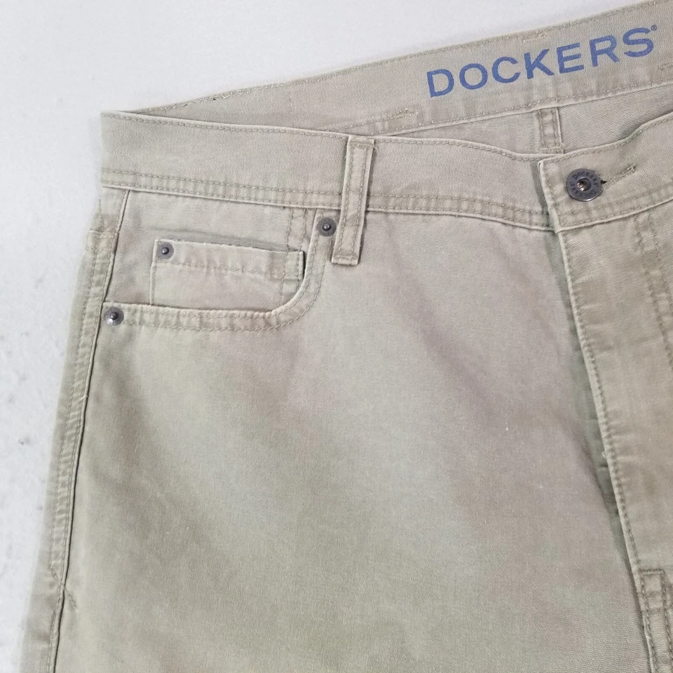 Dockers D3 Vaqueros Hombre 36x29 Caqui Verde Algodón Denim Pantalones Preppy Retro Foto 3 de 4