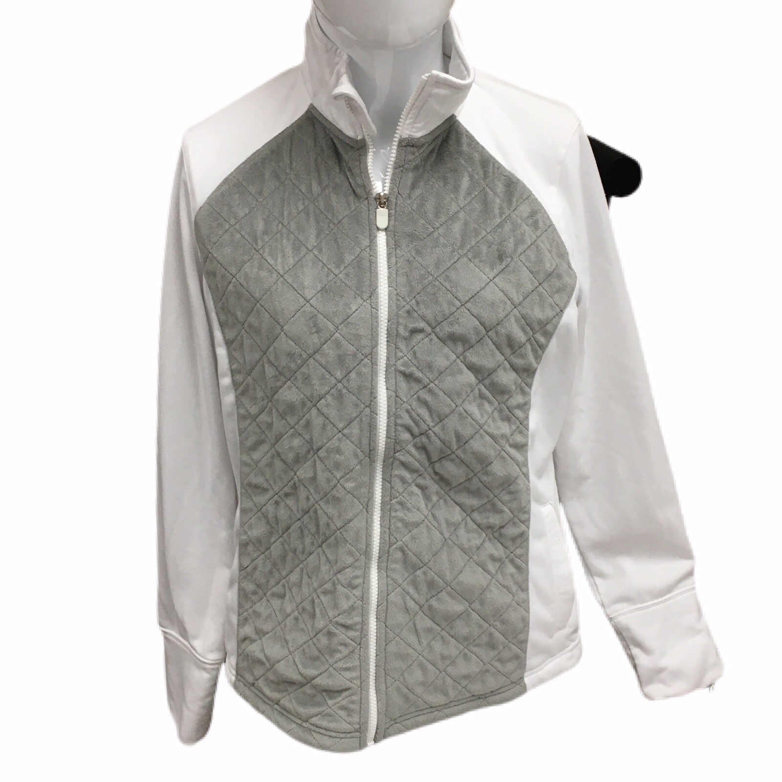 FILA Sport Giacca Leggera Donna Bianca Con Grigio Taglia XL Cerniera Intera Poliestere