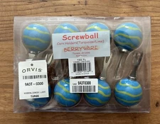 Corncob Holders Set 8 BERRYWARE Ceramic Screwball Pop Art Turquoise From ORVIS