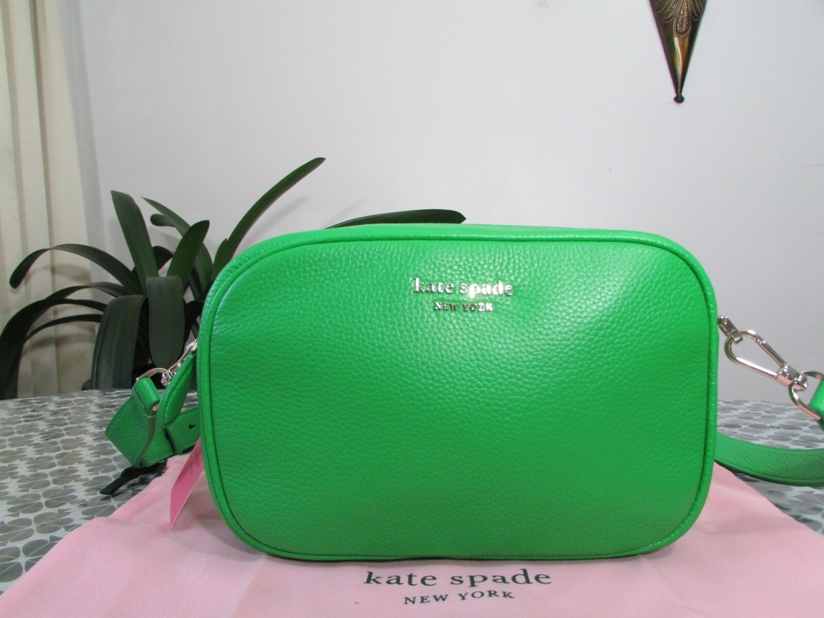 NWT Kate Spade Pebble Leather Astrid Medium Camera Bag Green Jay
