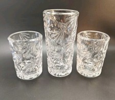 Vintage Czech Republic Lot Of 3 Clear Glasses Tumblers
