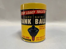 Vintage Sure Guide Replacement Toilet Tank Ball Advertising Container (A4)