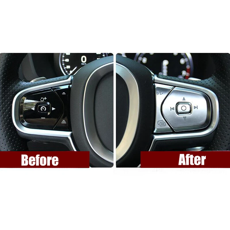 Cubierta de embellecedor para Volvo XC60 XC90 S90 V90 2017-2021 ABS botón volante coche Foto 3 de 4