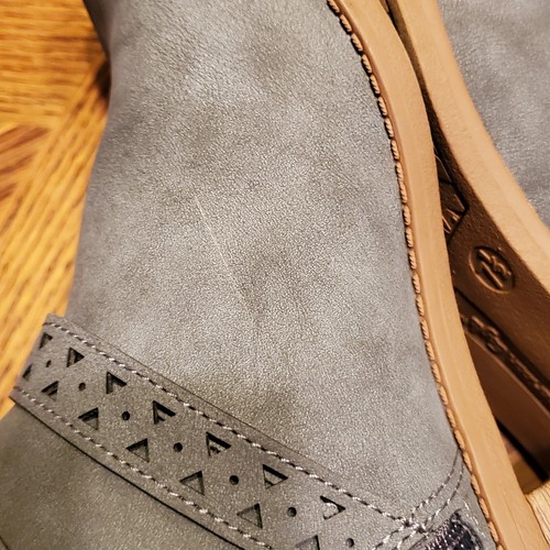 American Eagle Ankle Boots Side Zip Strappy Gray Womens 7.5 - Picture 14 of 15