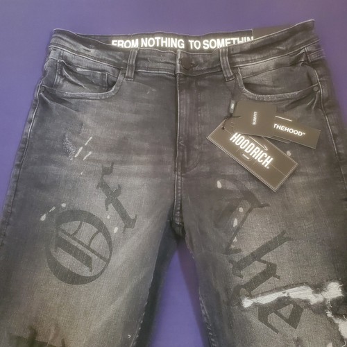 HOODRICH NEU MIT ETIKETT UVP - £60 Jeans Herren Größe M W34 L31 Distressed Stretch Denim schwarz - Bild 8 von 21