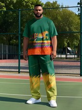 Men's Outfit 2 Piece Set Shirt Pants Suit PLUS SIZE BIG 5XL