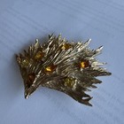 Vintage Unusual LEDO Free Flowing Brooch Pin with AMBER Rhinestones — photo 1