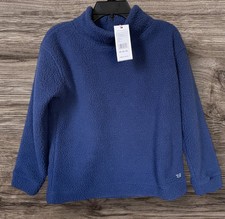 Vineyard Vines Girls Quilted Funnel Neck Sherpa Blue Pullover Top Sz M 10-12