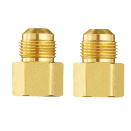 2 pcs Brass Flare Tube Fitting Coupling Gas Adapter 3/8" Male Flare x 1/2" NP...