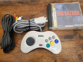 White Japanese Sega Saturn w/ Street Fighter Zero 2 & Biohazard