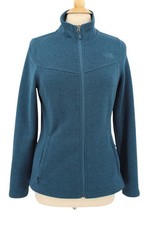 The North Face Knit Fleece Full Zip Jacket Womens Medium Teal Blue Logo NF0A2RFH