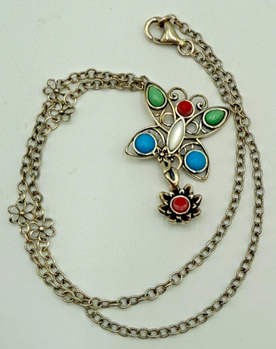 Mariposa Butterfly Necklace Carolyn Pollack Veronica Benally Dine 925 Sterling - Picture 2 of 10