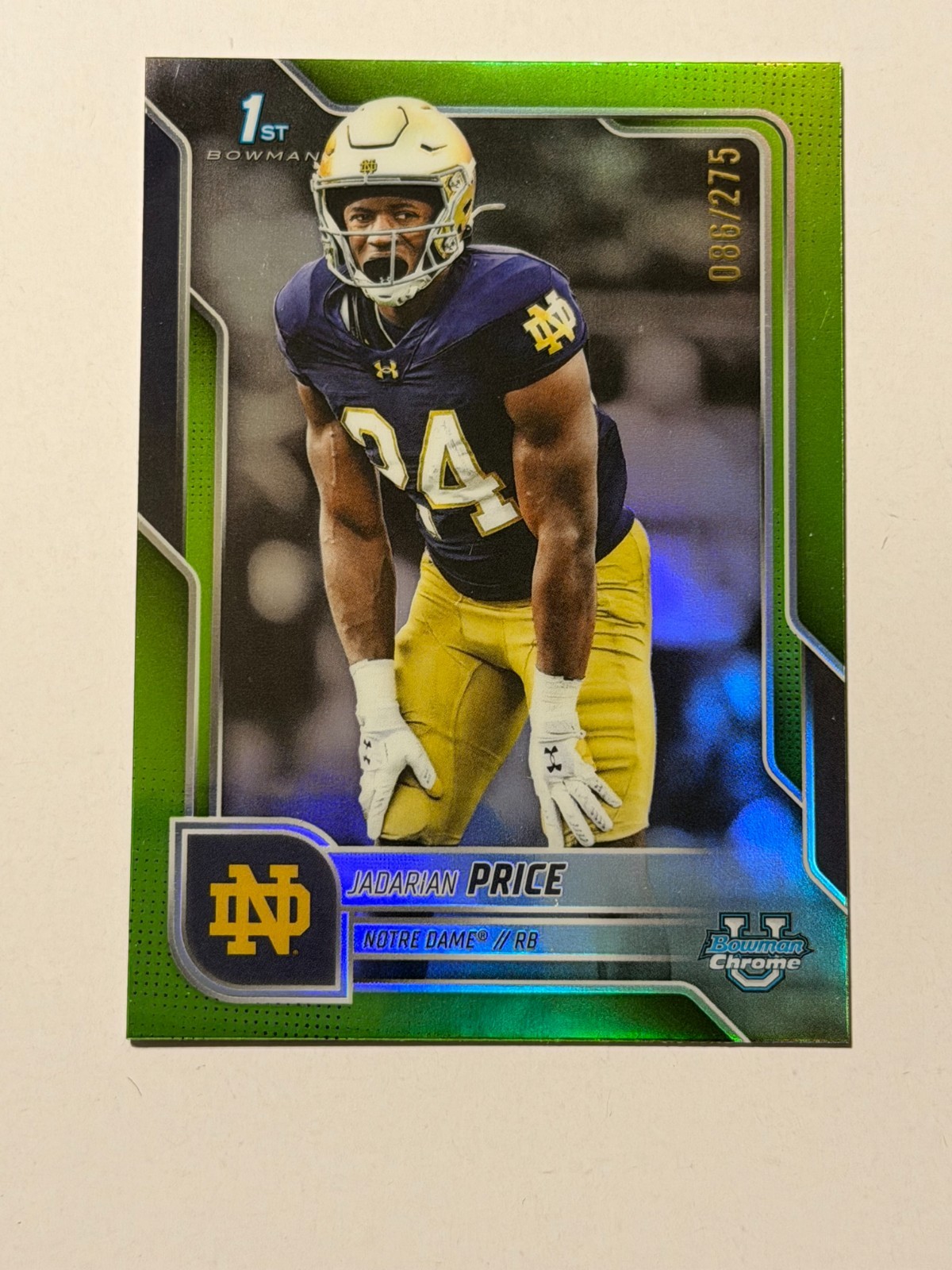 2025 BOWMAN U CHROME 1ST JADARIAN PRICE LIME GREEN REFRACTOR /275