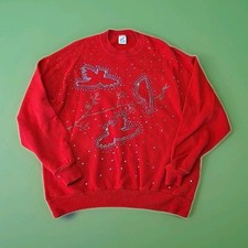 Jerzees Vtg 90's Cardinal Crewneck Sweatshirt Womans Sz XL Christmas Cottagecore