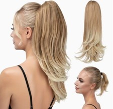 NEW Women's Straight Synthetic 12 inch Ponytail Claw Clip Golden Blonde