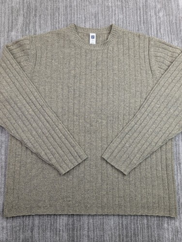 VTG Gap 100% Lamb’s Wool Cable Knit Sweater Women’s Large Light Green Ribbed - Picture 1 of 12