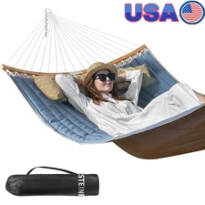 Double Hammock Portable Foldable Curved Design Two People Easy Install Carry Bag