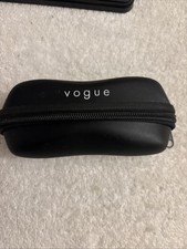 Black Vogue Glasses Case Zipped Semi Hard Shell Grey Felt Lining