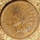 1876 Indian Head Cent - VERY FINE  SNOW-3 / POLIQUIN PLATE BOTH ,DIE CHIP (K895)