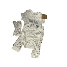 Rae Dunn 3-piece baby outfit set NAP HAIR DON'T CARE NEW 6-9 Months