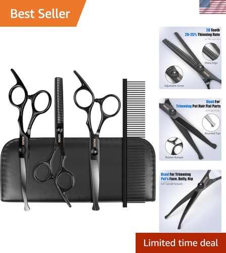 Professional Pet Grooming Scissors Set - Ergonomic & Safe for All Breeds