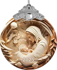 2025 Nativity Ornament, Religious Christian Xmas Tree Decor, Elegant Nativity