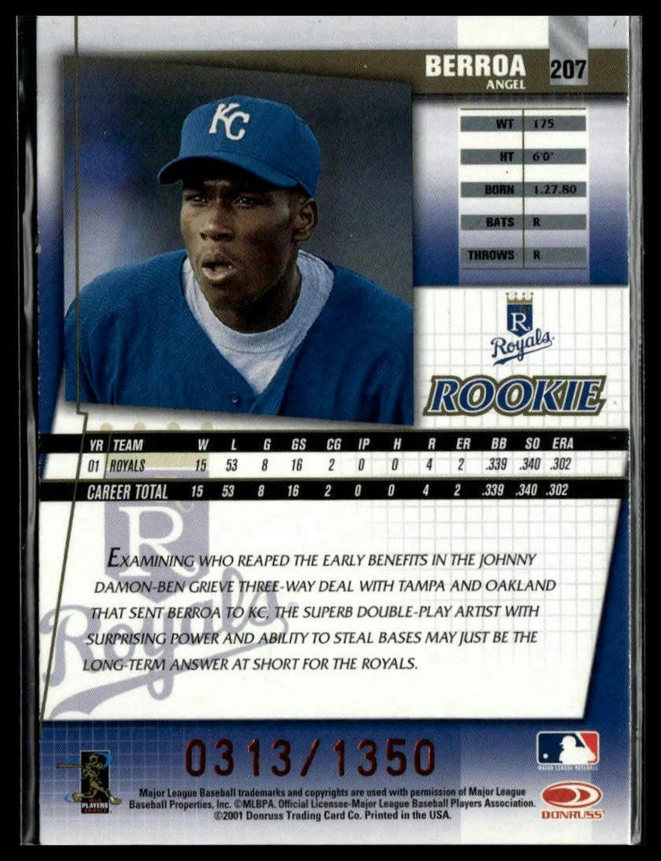 2002 Donruss Best of Fan Club #207 Angel Berroa Autographs #/1350 - Image 2 of 2