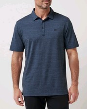 NEW Sz 2XL Travis Mathew Men's Polo Golf Shirt The Heater Vintage Indigo Blue